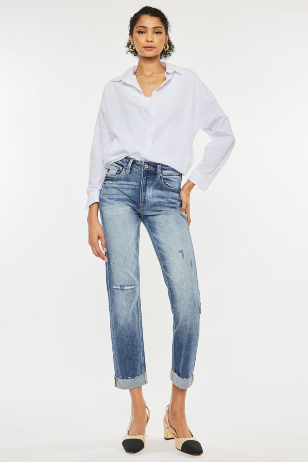 Lavender Kancan High Rise Cuffed Straight Jeans