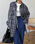 Pocketed Plaid Button Up Shacket