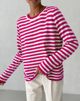 Striped Round Neck Long Sleeve Sweater