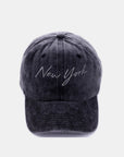 Zenana Washed Embroidered City Baseball Cap