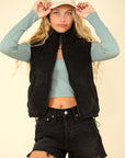 VERY J Zip Up Padded Corduroy Puffer Vest