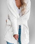 Double Take Pocketed Open Front Long Sleeve Cardigan