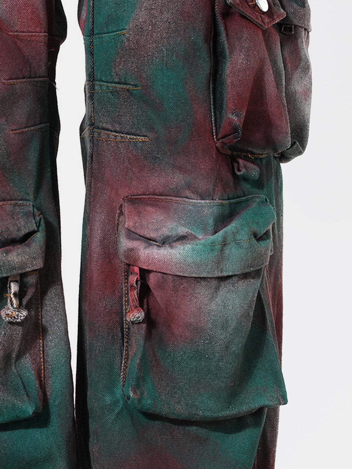 Dark Slate Gray Spray-Painted Wide Leg Cargo Jeans Sentient Beauty Fashions Apaparel &amp; Accessories