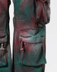 Dark Slate Gray Spray-Painted Wide Leg Cargo Jeans Sentient Beauty Fashions Apaparel & Accessories
