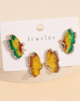 2 Piece Rhinestone Alloy Butterfly Stud Earrings
