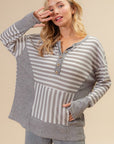 BiBi Striped Thumbhole Long Sleeve Top