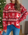 Christmas Element Round Neck Long Sleeve Sweater