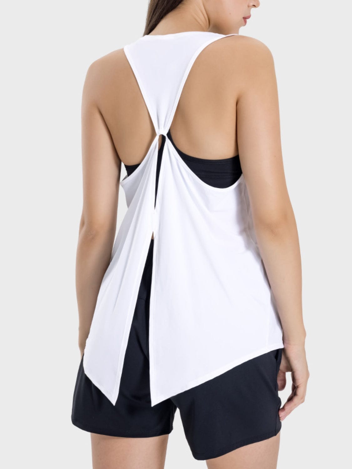 Light Gray Round Neck Wide Strap Active Tank