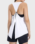 Light Gray Round Neck Wide Strap Active Tank