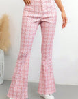 Printed High Waist Flare Pants with Pockets