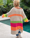 Color Block V-Neck Long Sleeve Sweater Dress