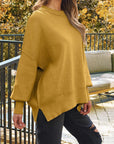 Sienna Slit Round Neck Dropped Shoulder Sweater