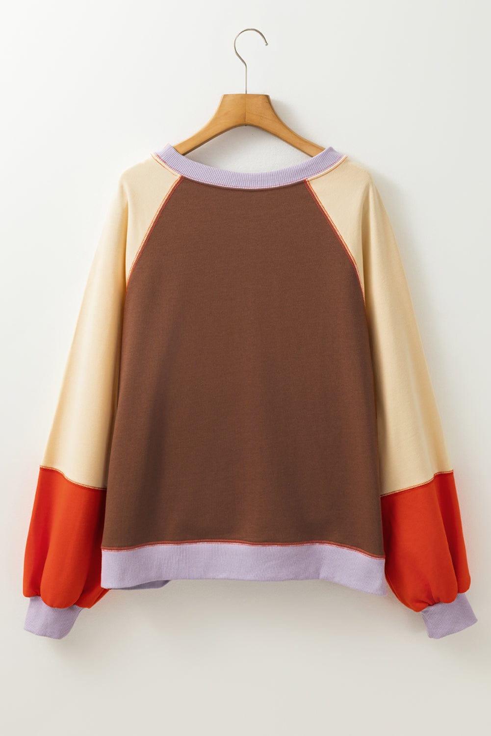 Color Block Round Neck Long Sleeve Sweatshirt