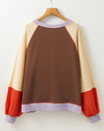 Color Block Round Neck Long Sleeve Sweatshirt