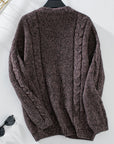 Cable-Knit Open Front Long Sleeve Cardigan