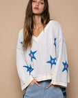 POL Long Sleeve Star Patch Sweater