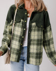 Snap Down Collared Neck Plaid Shacket