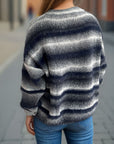 Gradient Round Neck Dropped Shoulder Sweater