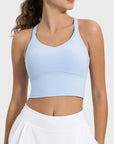 Light Gray Crisscross Round Neck Active Tank