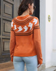 Ribbed Round Neck Long Sleeve Pullover Sweater