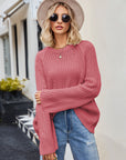 Raglan Sleeve Waffle Knit Sweater