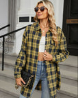 Plaid Collared Neck Long Sleeve Shirt