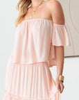 Light Gray Gilli Frill Off-Shoulder Tiered Dress Sentient Beauty Fashions Apparel & Accessories