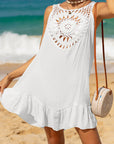 Light Gray Cutout Round Neck Wide Strap Cover-Up Sentient Beauty Fashions Apparel & Accessories