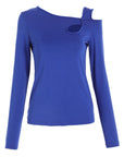 Cutout Asymmetrical Neck Long Sleeve T-Shirt