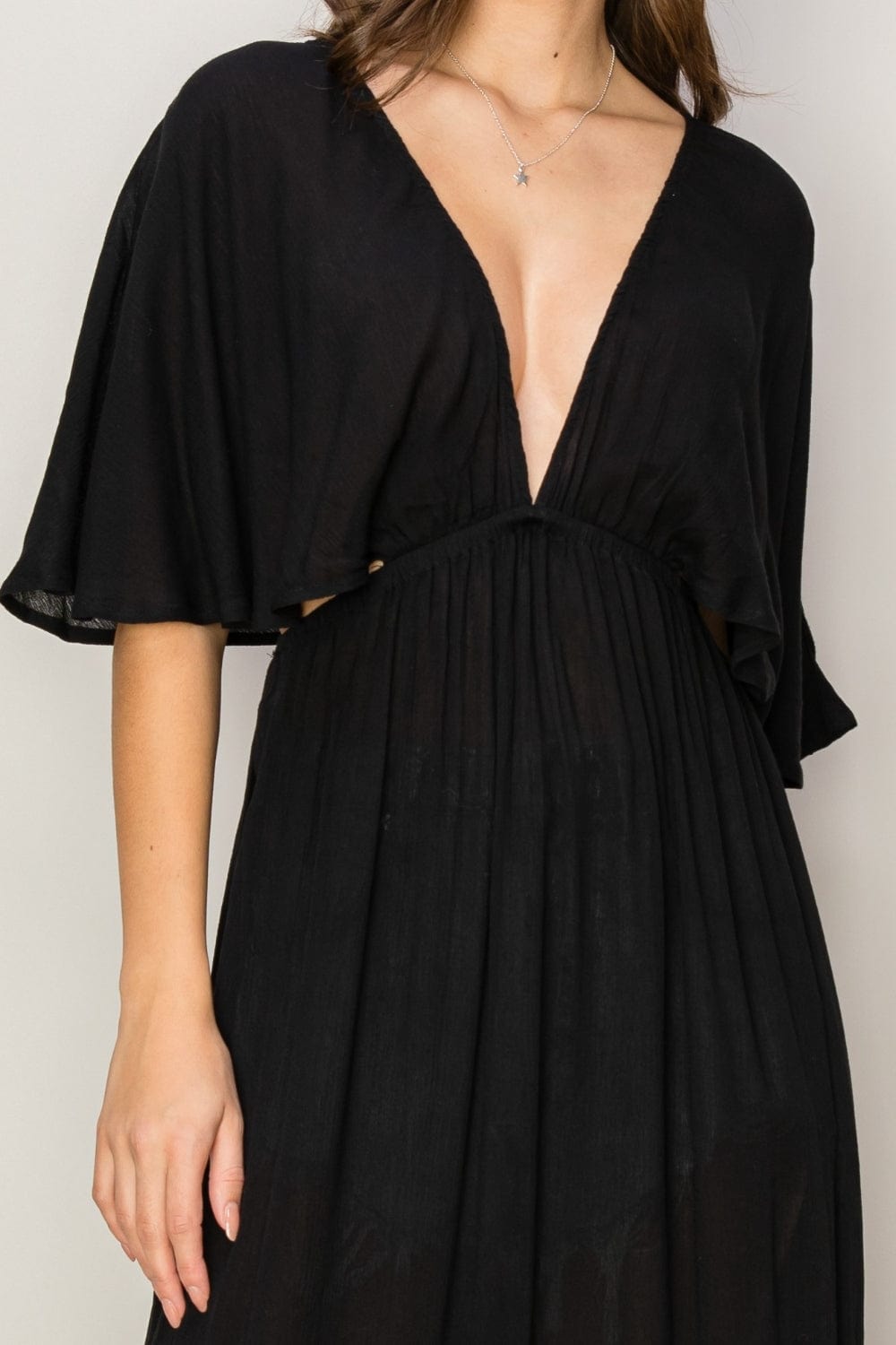 Black HYFVE Tie Back Maxi Split Cover Up Dress