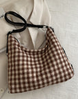 Plaid Adjustable Strap Handbag