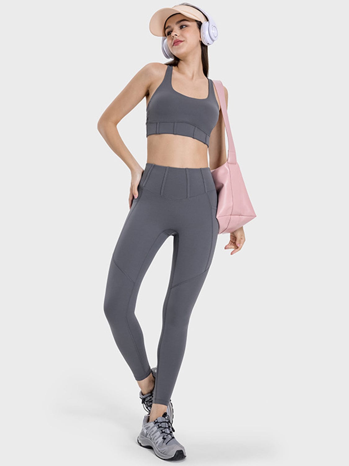 Lavender Square Neck Wide Strap Active Tank