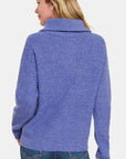 Zenana Half Zip Long Sleeve Sweater