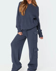 Long Sleeve Hooded Top and Pants Sweater Set