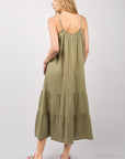 Light Gray VERY J Ruffled A-Line Midi Cami Dress