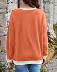 Lovelet Contrast Round Neck Long Sleeve Sweatshirt