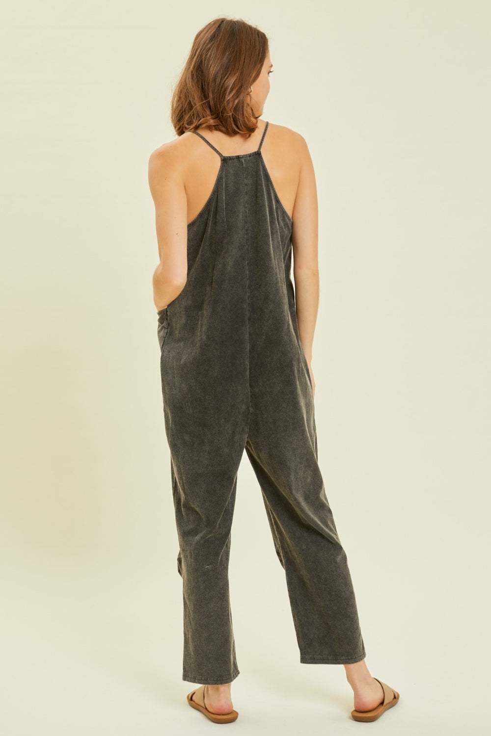 Light Gray HEYSON Full Size Mineral-Washed Oversized Jumpsuit with Pockets Sentient Beauty Fashions Apaparel & Accessories
