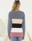 Shiny Color Block Long Sleeve Sweater