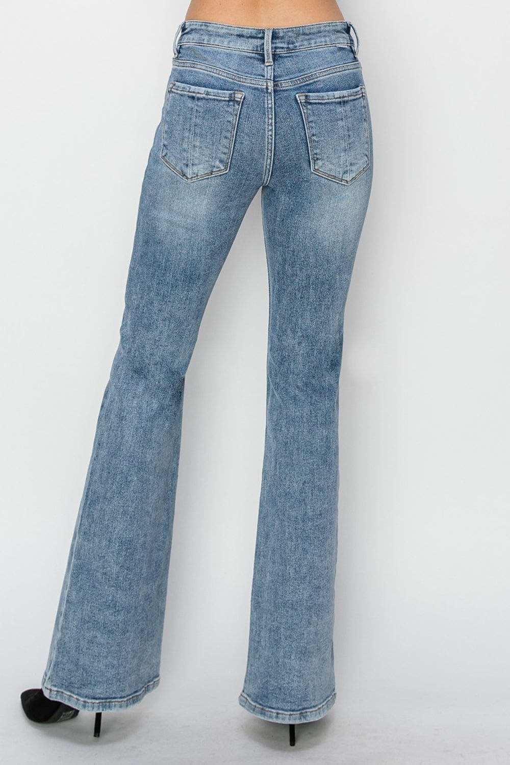 Light Gray RISEN Full Size Mid Rise Bootcut Jeans