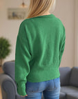 Front Slit Decorative Button Turtleneck Sweater