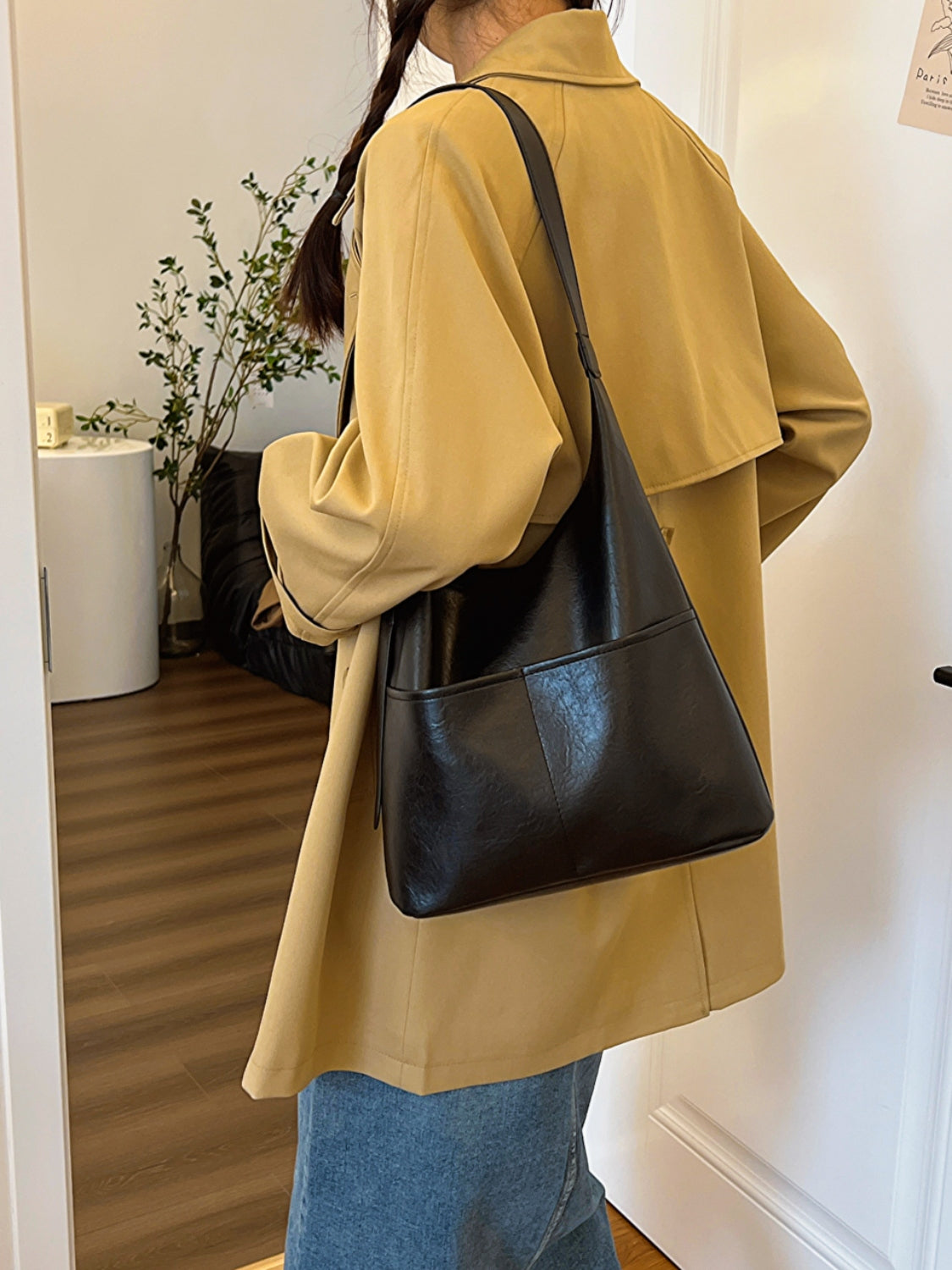 Tan PU Leather Shoulder Bag Sentient Beauty Fashions *Accessories