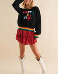 MERRY & BRIGHT Ribbed Round Neck Sweater