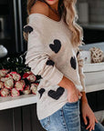 Heart Scoop Neck Long Sleeve Sweater