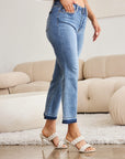 Gray Judy Blue Full Size Release Hem Cropped Bootcut Jeans Sentient Beauty Fashions Apparel & Accessories