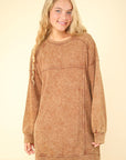 VERY J Mineral Washed Oversized Sweatshirt Mini Dress