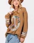 SAGE + FIG Peace Applique Patch Long Sleeve Top