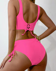 Maroon Scoop Neck Wide Strap Bikini Set Sentient Beauty Fashions Swimwear