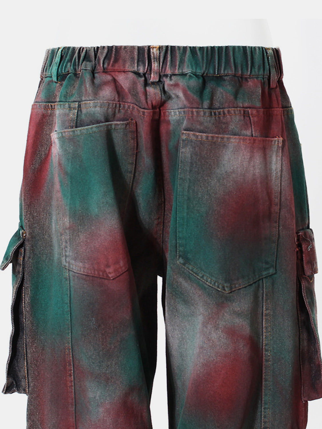 Dark Slate Gray Spray-Painted Wide Leg Cargo Jeans Sentient Beauty Fashions Apaparel &amp; Accessories