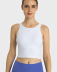 Light Gray Feel Like Skin Highly Stretchy Cropped Sports Tank