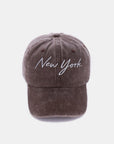 Zenana Washed Embroidered City Baseball Cap